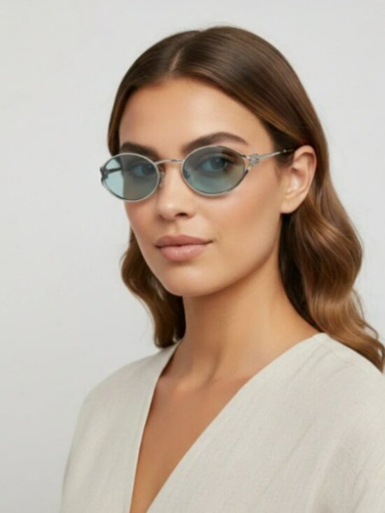 Miu Miu Women’s Sunglasses – LOGO Silver Blue Oval MU52YS 1BC20R New & Authentic main image 7